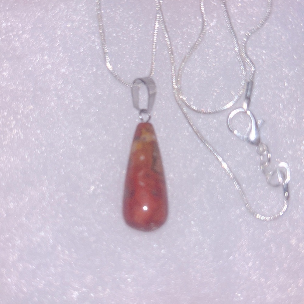 Boho Carnelian Agate Sterling Silver 16” Necklace